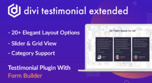 Visuel de l'extension DIVI testimonial extended permettant de gérer les témoignages clients sur un site Web