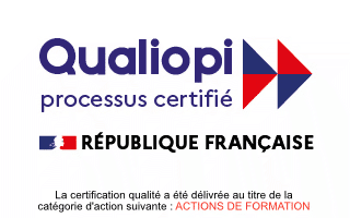Logo de la certification QUALIOPI, référence nationale de qualité, pour formations WordPress
